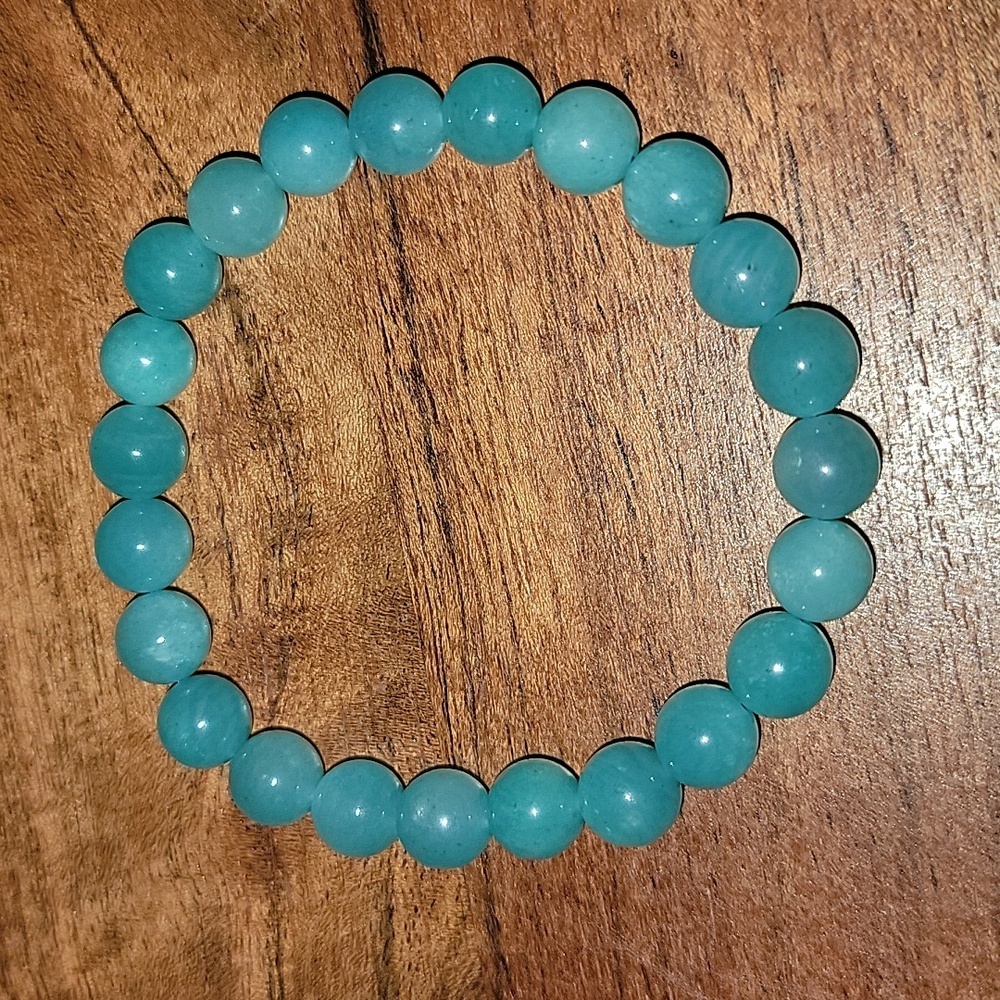 Hand Crafted Amazonite Natural Gemstone Crystal Stretch Bracelet New Gift Boho